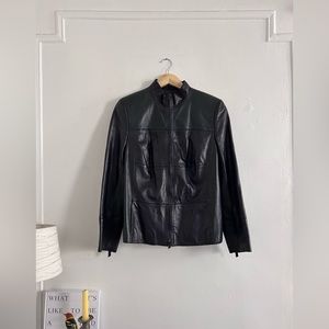 90s Color-blocked AKRIS/Bergdorf Goodman Leather Jacket